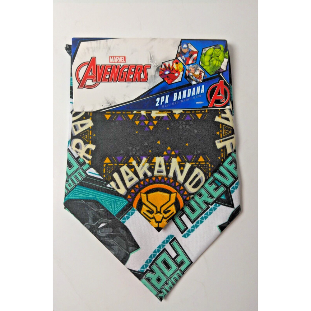 Marvel Avengers 2 Pack Bandana 17.5” Wakanda Forever Doggie Scarf - Free Ship!
